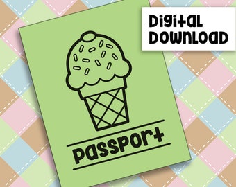 Ice Cream Passport Printable Digital Download