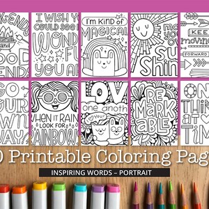 Inspiring Words Printable Coloring Pages – Portrait (10 Pages)