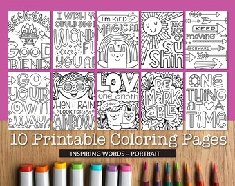 Inspiring Words Printable Coloring Pages – Portrait (10 Pages)