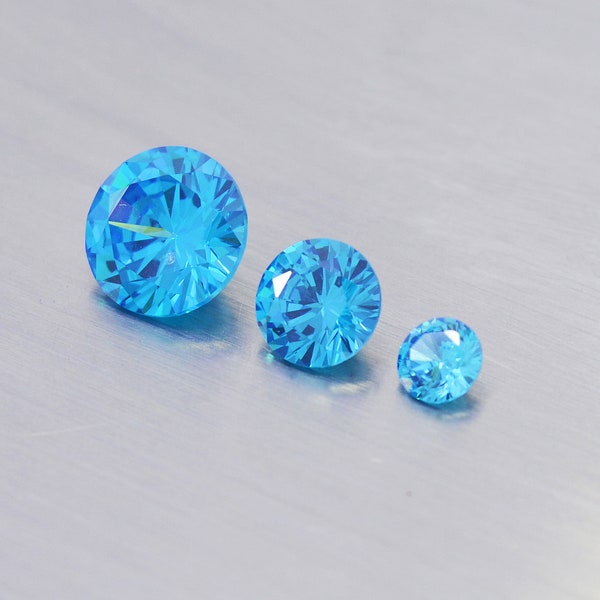 Cubic zirconia 1.25-10mm round blue aquamarine round cut blue cubic zirconia faceted gem
