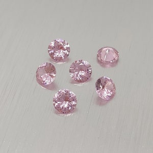 Hardened 4mm, 5mm, 6mm round syntetic glass faceted gem, loose faceted syntetic gems, round cut rose pink color