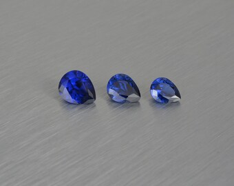 Circonia cúbica 7x9 - 9x11 mm zafiro azul profundo talla pera gema facetada azul suelta
