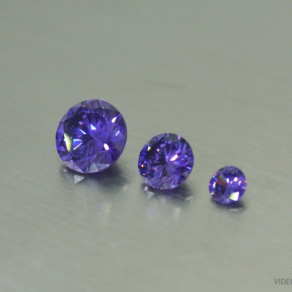Cubic zirconia 1.25-10 mm round purple round cut amethyst loose cubic zirconia faceted gem