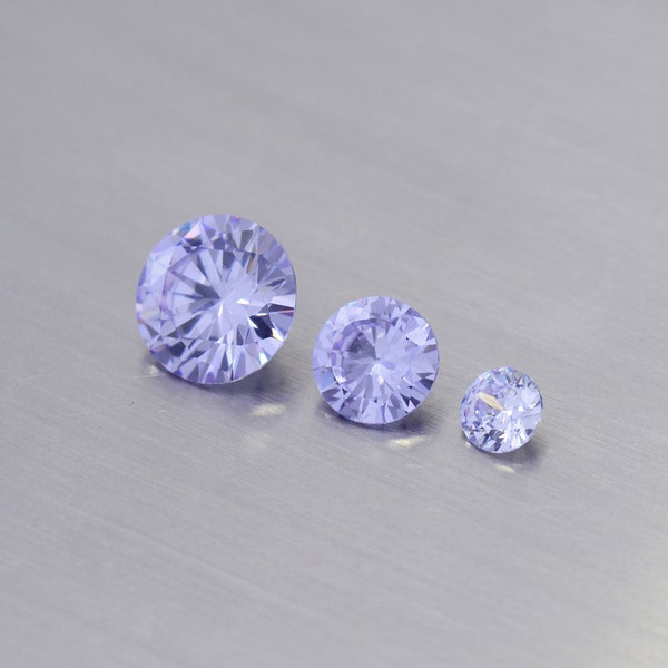 Cubic zirconia 1.25-10 mm round lavender color round cut purple loose cubic zirconia faceted gem