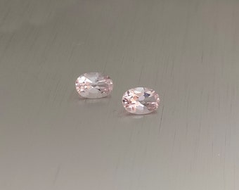 PAIR of natural morganite rose CERTIFICATE 4.2x6.2 mm oval cut faceted loose gemstone beryl  loose gem