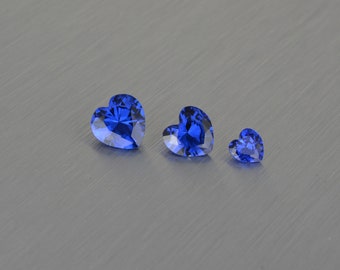 Circonita 6 a 10 mm corazón fino color zafiro azul facetado brillante azul cz