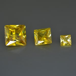 Kubik-Zirkonia 2 - 10 mm quadratische Form gelb quadratisch geschliffen lose Zirkonia facettierte Edelstein