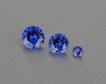 Circonita cúbica redonda color azul zafiro de 2 a 10 mm brillante
