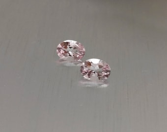 PAIR of natural morganite CERTIFICATE 5x7 mm oval cut faceted loose gemstone beryl  loose gem