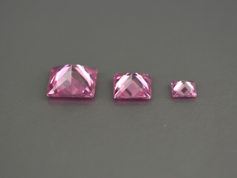 Circonita cúbica de 2 a 10 mm, forma cuadrada, rosa, talla cuadrada, suelta, circonita cúbica facetada, gema imagen 2