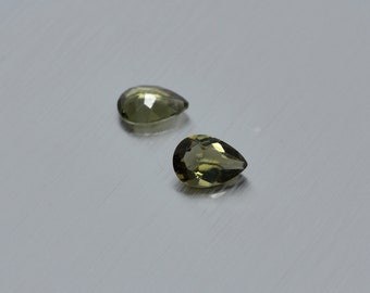 Natural moldavite 4x6, 5x7 mm  CERTIFICATED tektite faceted loose gemstone pear cut natural faceted cut moldavite TOP QUALITY selected