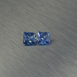Kubischer Zirkonia, 3–8 mm, quadratisch, blau geschliffener, loser, facettierter Zirkonia-Stein