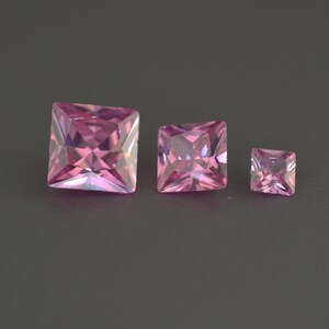 Circonita cúbica de 2 a 10 mm, forma cuadrada, rosa, talla cuadrada, suelta, circonita cúbica facetada, gema imagen 1