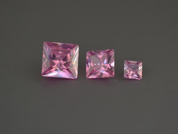 Cubic zirconia 2 - 10 mm square shape pink square cut loose cubic zirconia faceted gem