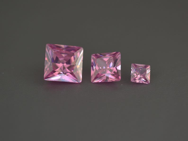 Circonita cúbica de 2 a 10 mm, forma cuadrada, rosa, talla cuadrada, suelta, circonita cúbica facetada, gema imagen 1
