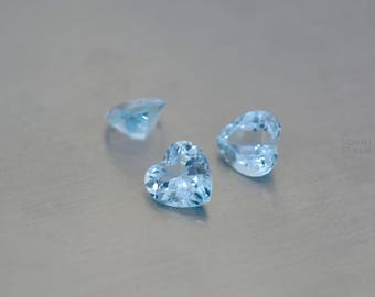 Natural sky blue topaz heart loose gemstone 7x7 mm, faceted topaz loose gem heart cut