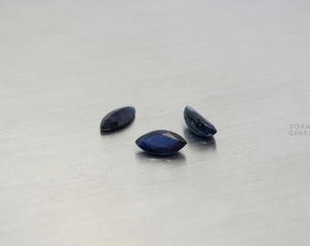 Naturlig safir fasetterad CERTIFIKAT ädelsten markis 8 x 4 mm fasetterad blå safir DIFUSION SPM4X8BLFD