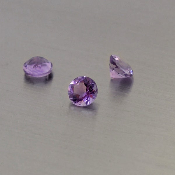 Natural amethyst faceted loose gemstone round cut 2, 3, 4, 5, 6 mm light purple light amethyst faceted round