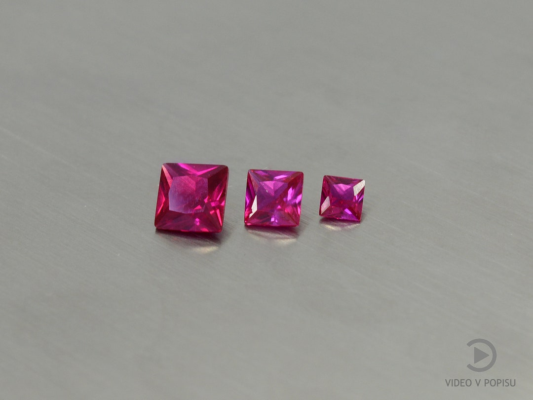 Rubí sintético cuadrado rosa rubí color 2-5 mm corte cuadrado rojo rosa ...