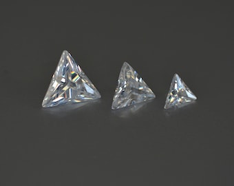 Cubic zirconia 3 to 10 mm white triangle cut transparent loose cubic zirconia faceted gem