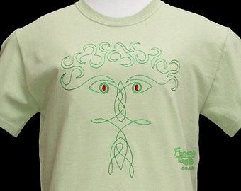 Green Man Embroidery Tshirt, Men's Celtic Knotwork Tee Shirt, Women's Plus Sizes Top, S M L XL 2XL XXL 1X 2X 3X Clothing, Birthday Gift Idea