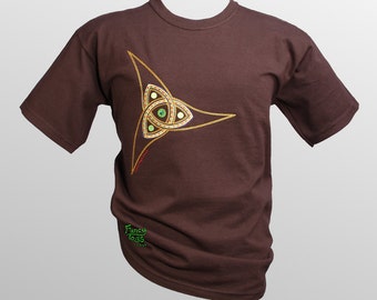 Children's Norse Triquetra Embroidery Brown T Shirt, Celtic / Viking Child Tshirt Clothes UK Shop Clothing Birthday Gift Idea Boys T-shirt