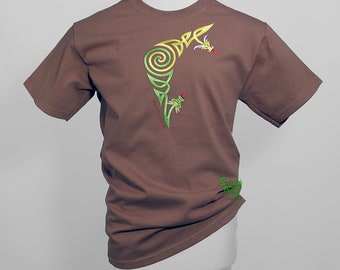 Viking Celtic Spiral Dragon Knot Embroidery Brown Tshirt Norse Knotwork Design Fantasy Mens Womens Plus Size Clothing Top Xmas Gift Idea