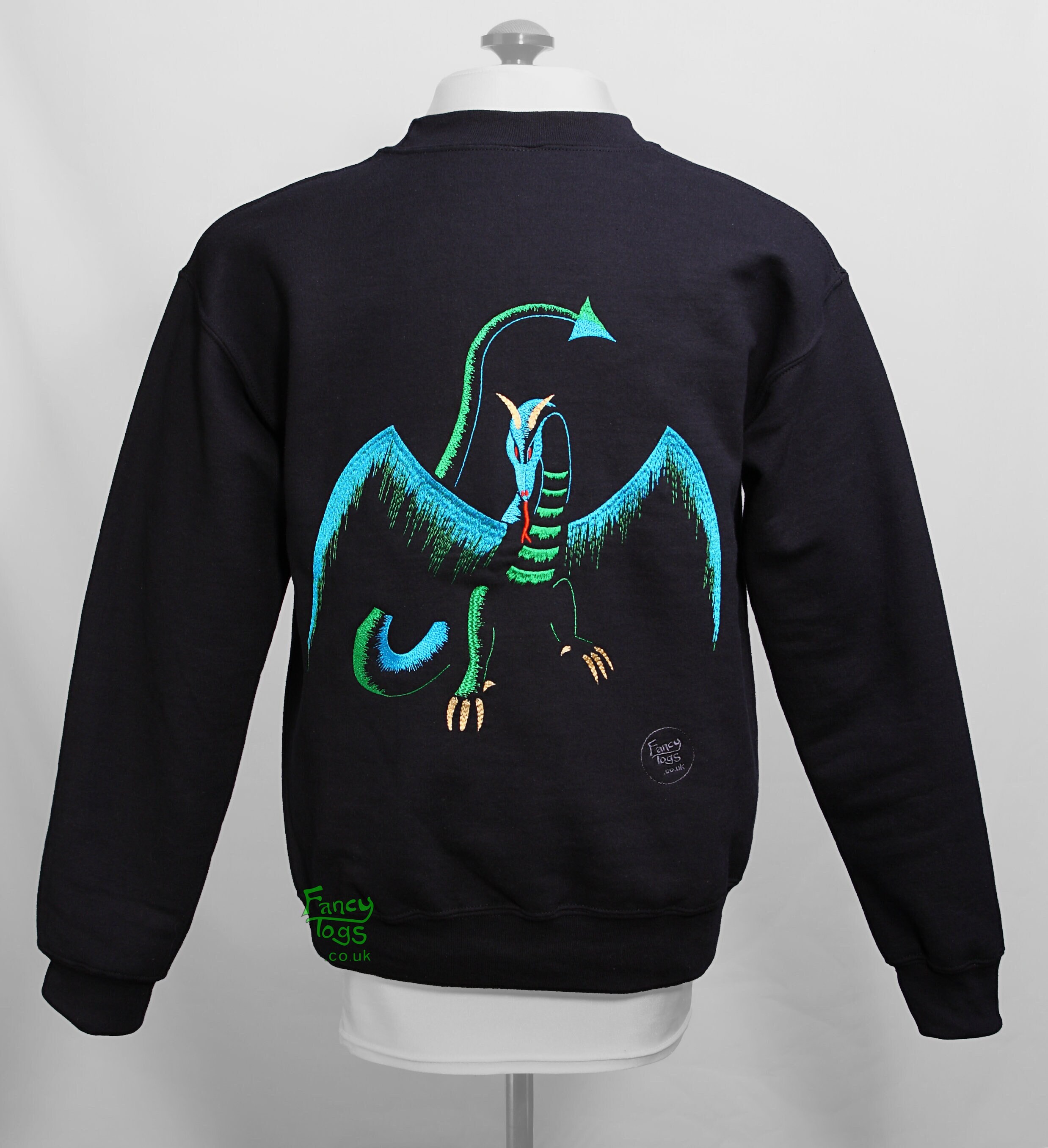 Shadow Dragon Embroidery Black Sweatshirt Wyvern Etsy