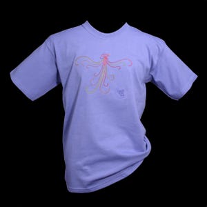 Children's Rising Phoenix Embroidery Violet T-Shirt, Child Tee Shirt Original Art Clothes Fenix UK Shop Girls Clothing Birthday Gift Idea image 1