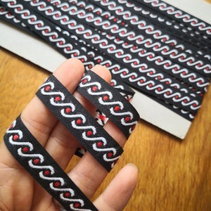 Zwart &wit Vintage Geweven Jacquard Ribbon_made in Frankrijk