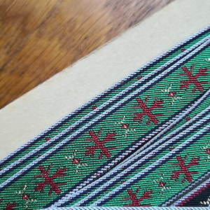 Jacquard tejido vintage verde Ribbon_made en Francia