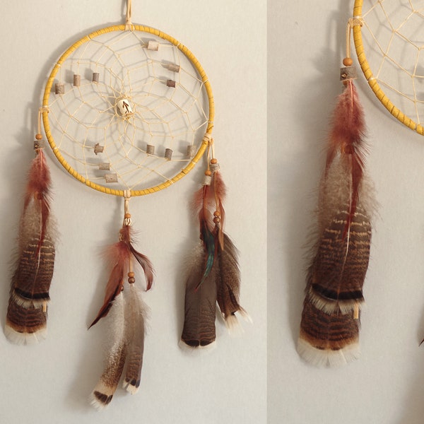Rustic Dream Catcher, Large Dreamcatcher with Wild Turkey Feathers, Native Style Dream Catcher, Wall Hanging Dream Catcher