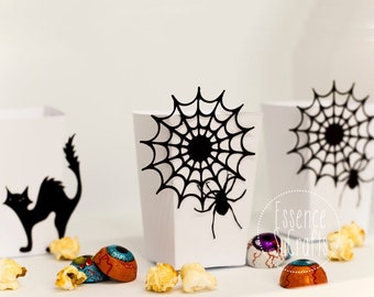 Halloween Popcorn box. Kit of 8 units. Halloween theme. Cat and spider boxes. Party decor, perfect party decor