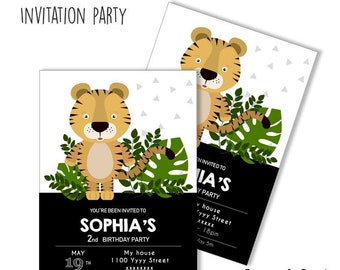 Tiger birthday invitation decor. Tiger. diy. Instant Download PRINTABLE