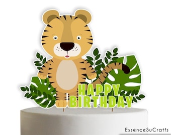 Cake topper tiger party. diy.  Tiger Cake topper. Instant Download PRINTABLE