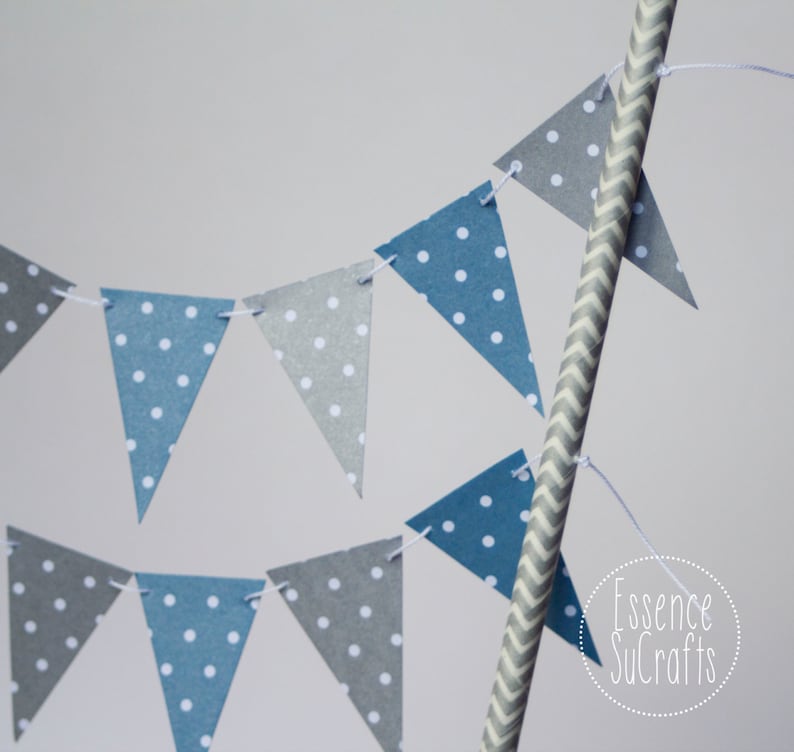 White dots pattern Birthday Cake Topper Birthday Party Birthday cake banner silver chevron straw Banner Cake Topper Smash cake decor