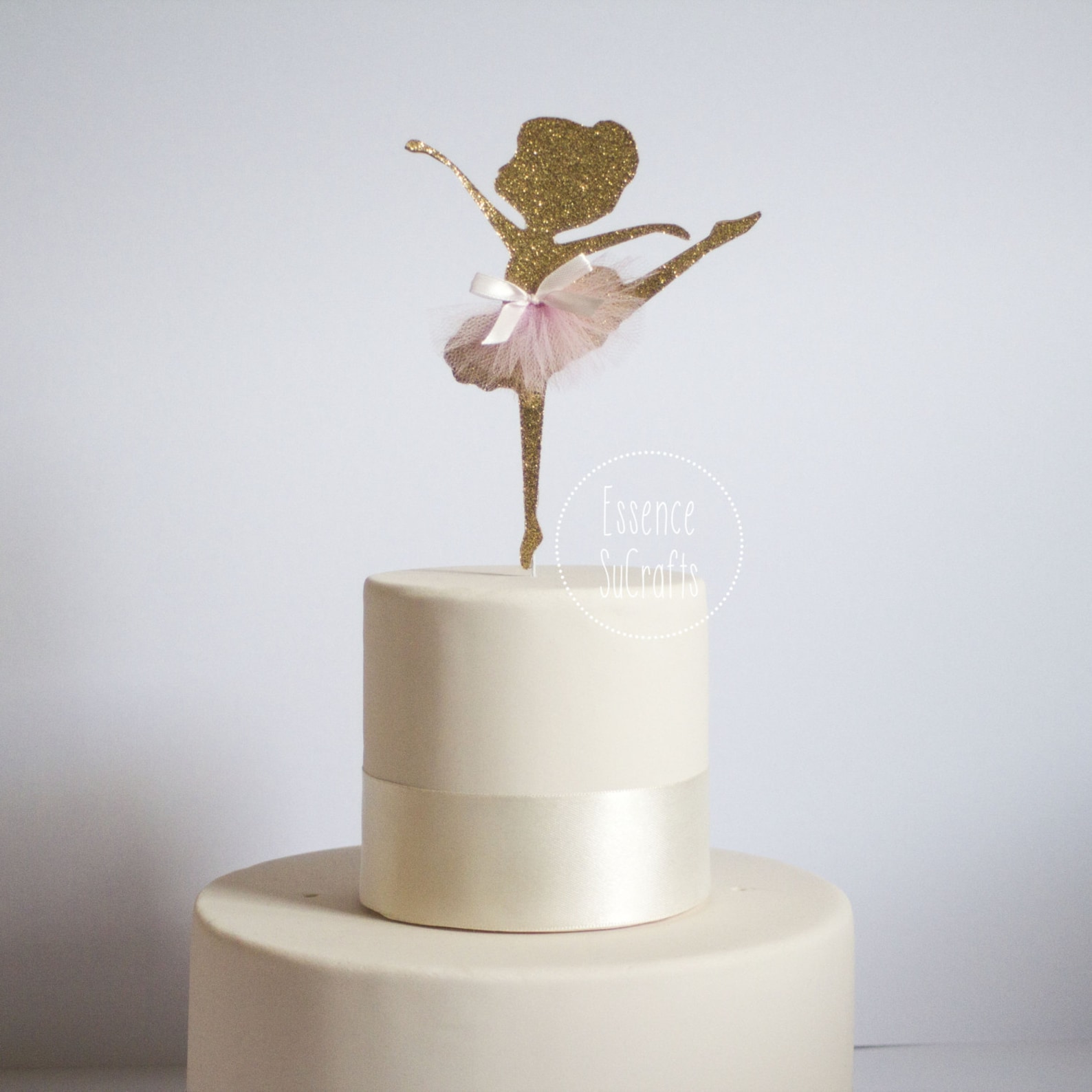Ballerina Cake Topper Gold Glitter, Ballet Birthday Cake Decoration ...
