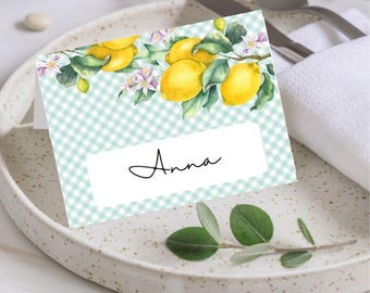 Lemon Party Decor Set, Wall Banner Letters & Numbers + Food Tent Cards, Editable Citrus Printable Kit, Digital Download, Baby shower decor