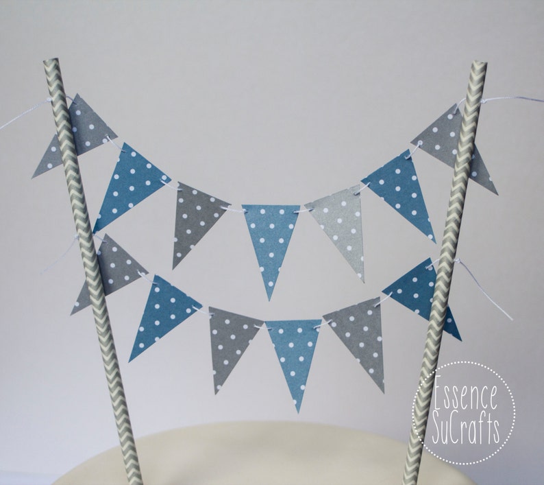 White dots pattern Birthday Cake Topper Birthday Party Birthday cake banner silver chevron straw Banner Cake Topper Smash cake decor