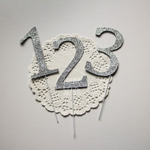 Number Cake Topper, Cake Topper. gold number, glitter gold cake topper, silver cake topper, image 4