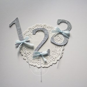 Number Cake Topper, Cake Topper. gold number, glitter gold cake topper, silver cake topper, image 1