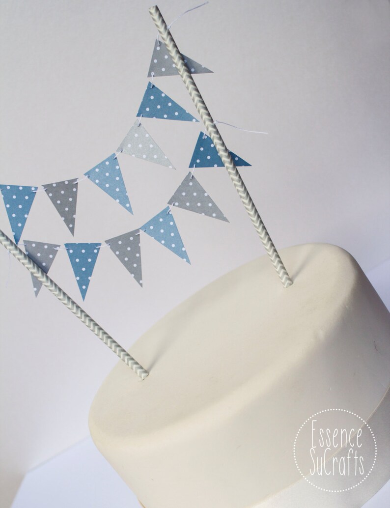 White dots pattern Birthday Cake Topper Birthday Party Birthday cake banner silver chevron straw Banner Cake Topper Smash cake decor