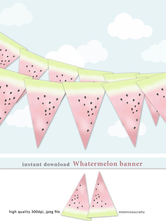 Whatermelon Party Decor Garland Diy Banner Decor Food Tent Etsy