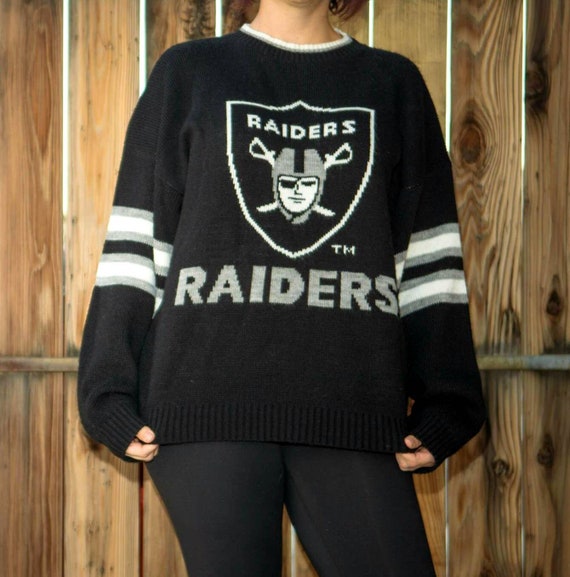 Vintage NFL Raiders Acrylic Sweater Size Large