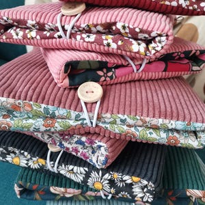 Pochette molletonnée livre de poche/ /liseuse ou livre broché, velours côtelé, coton Oéko-tex. Idée cadeau imagem 4