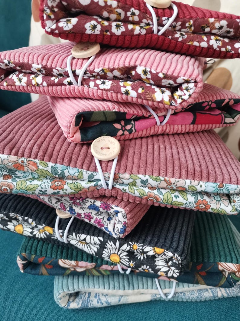 Pochette molletonnée livre de poche/ /liseuse ou livre broché, velours côtelé, coton Oéko-tex. Idée cadeau imagem 4