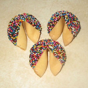12 RAINBOW SPRINKLED Fortune Cookies, Birthday Gifts, Birthday Party Favors, Custom Gifts, Unique Gifts, Personalized Gifts, Corporate