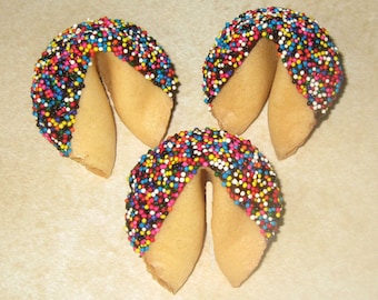 12 RAINBOW SPRINKLED Fortune Cookies, Birthday Gifts, Birthday Party Favors, Custom Gifts, Unique Gifts, Personalized Gifts, Corporate