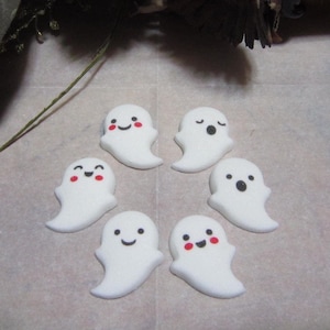 12 Halloween Ghost Sugar Decorations, Cupcake Topper, Cake Topper, Bat, Pumpkin, Owl, Witch Hat, Ghost, Skull,Trick or Treat Candy, Cake Pop