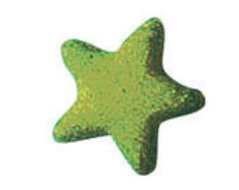 Set of 6 Green Star Sugar Decorations, Cupcake Toppers, Cake Topper, Birthday Party, Graduation, Award, Green Favors, Green Candy